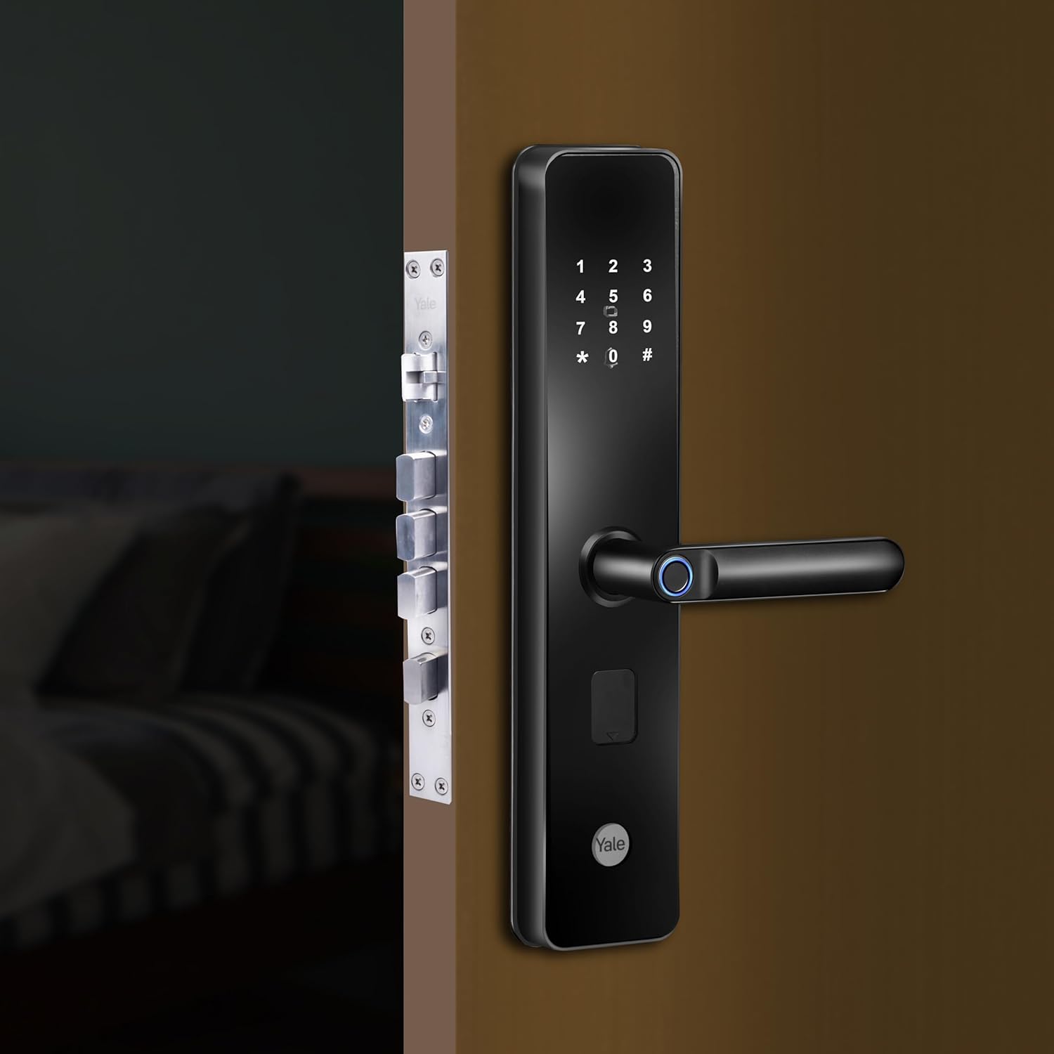 Yale YDME 100 NxT, Smart Door Lock with Biometric, Pincode, RFID Card & Mechanical Keys, Color- Black, for Home & Office - Image 9